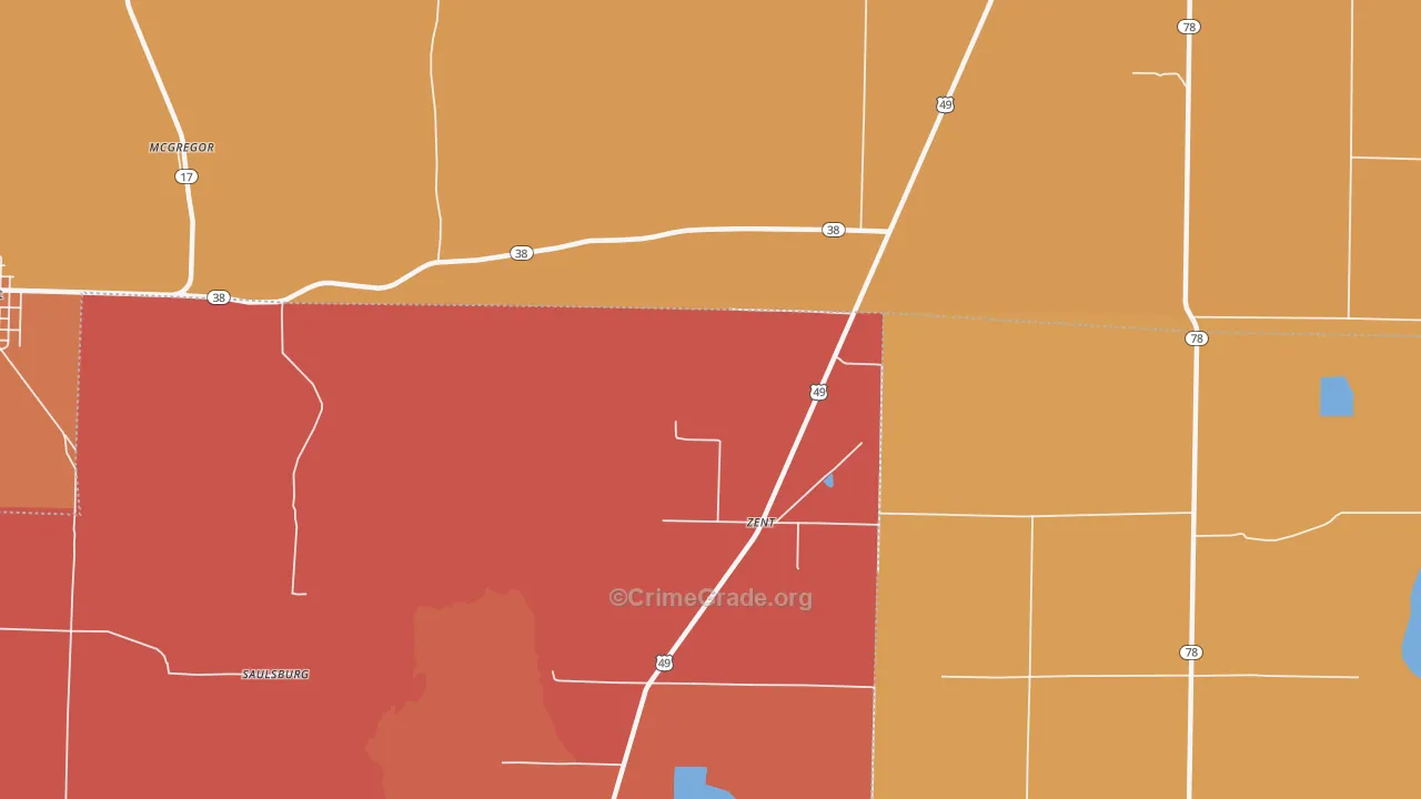 Zent, AR Map of Theft Rates