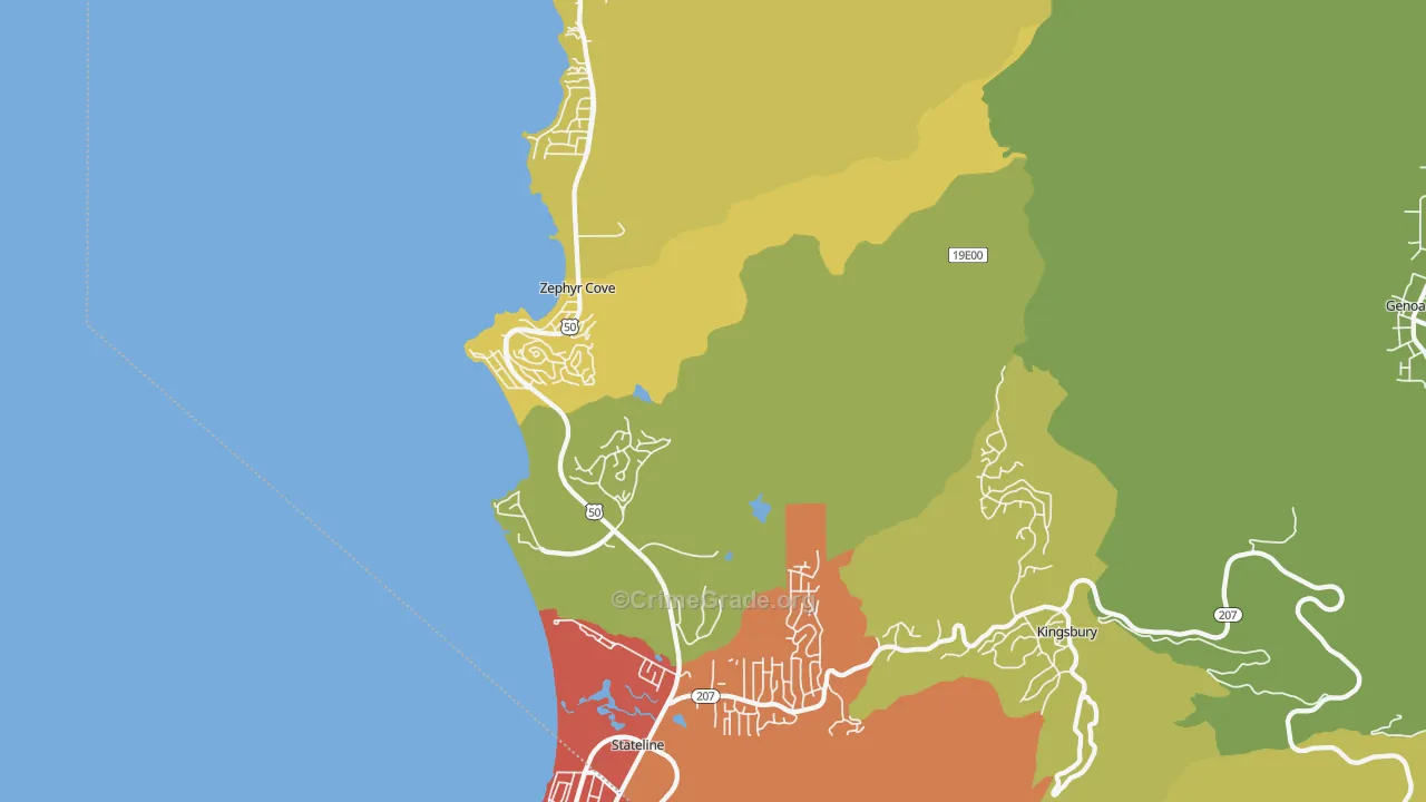 Zephyr Cove, NV Map of Theft Rates
