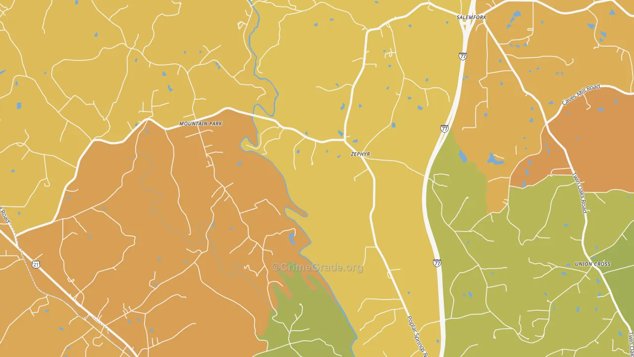 Zephyr, NC Map of Theft Rates