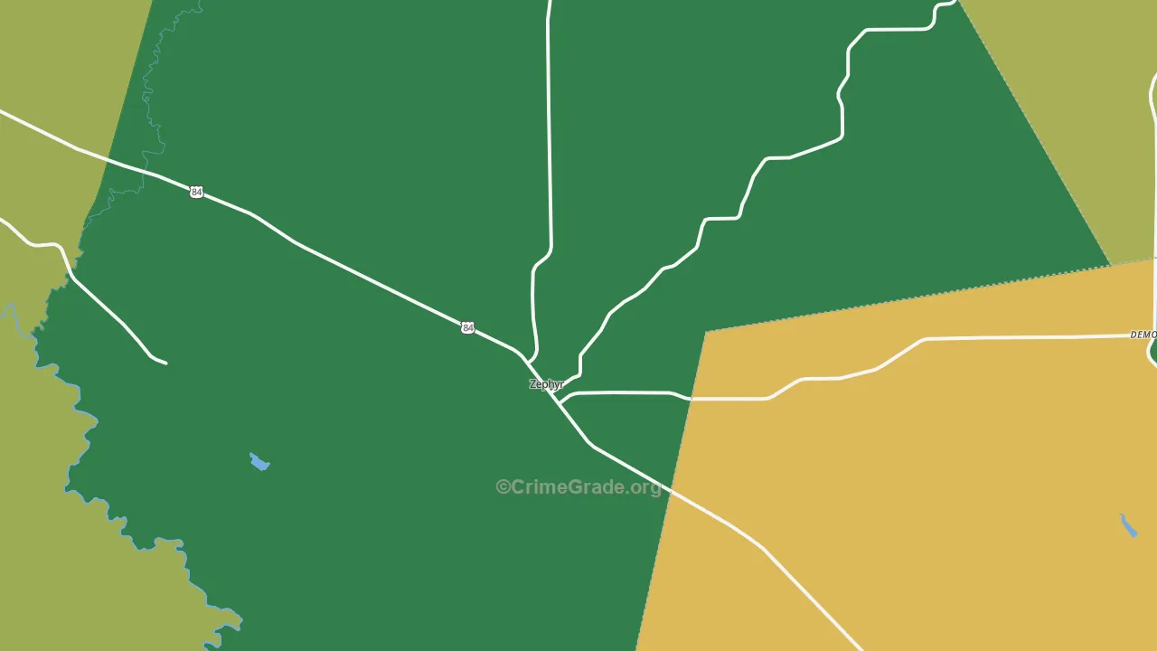 Zephyr, TX Map of Theft Rates