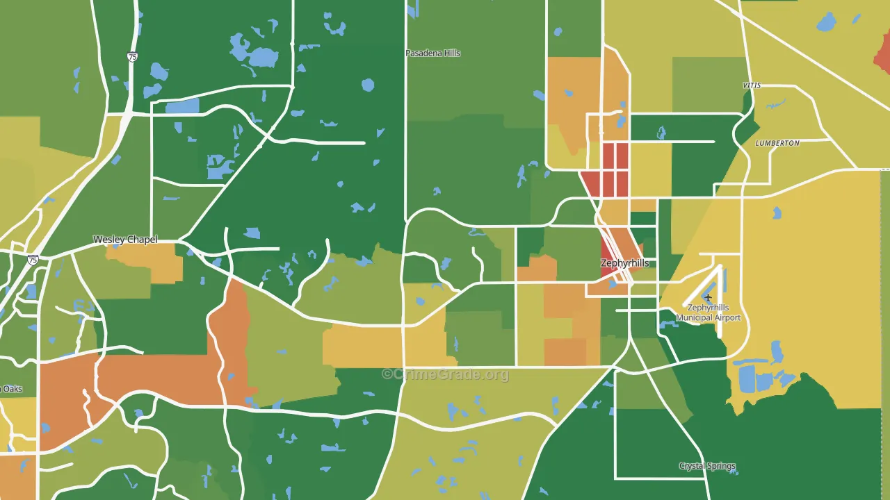 Zephyrhills, FL Map of Theft Rates