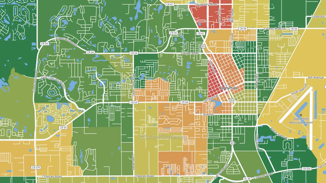 Zephyrhills West, FL Map of Theft Rates