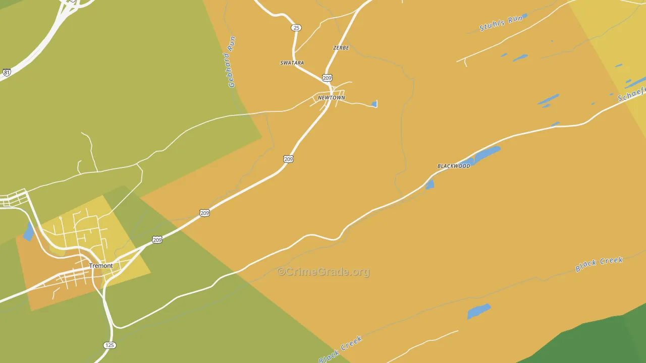 Zerbe, PA Map of Theft Rates