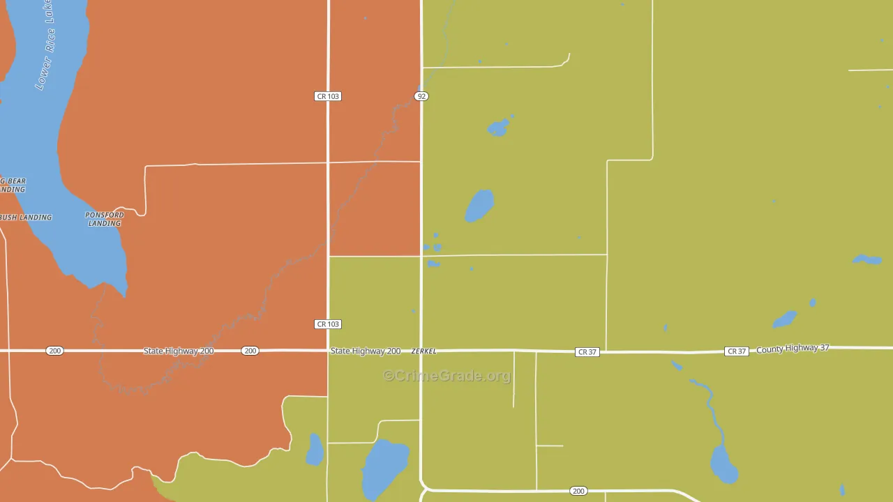 Zerkel, MN Map of Theft Rates