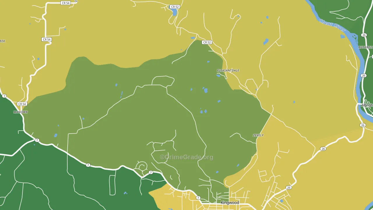 Zevely, WV Map of Theft Rates