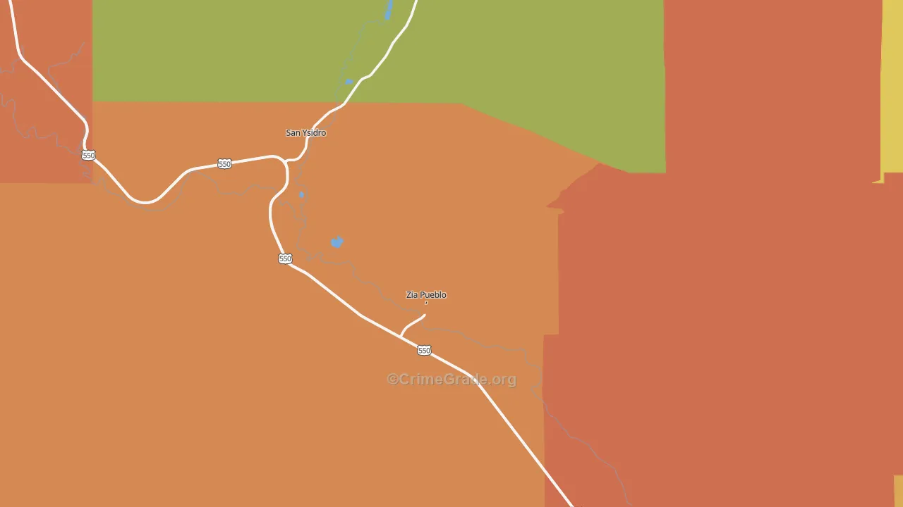 Zia Pueblo, NM Map of Theft Rates