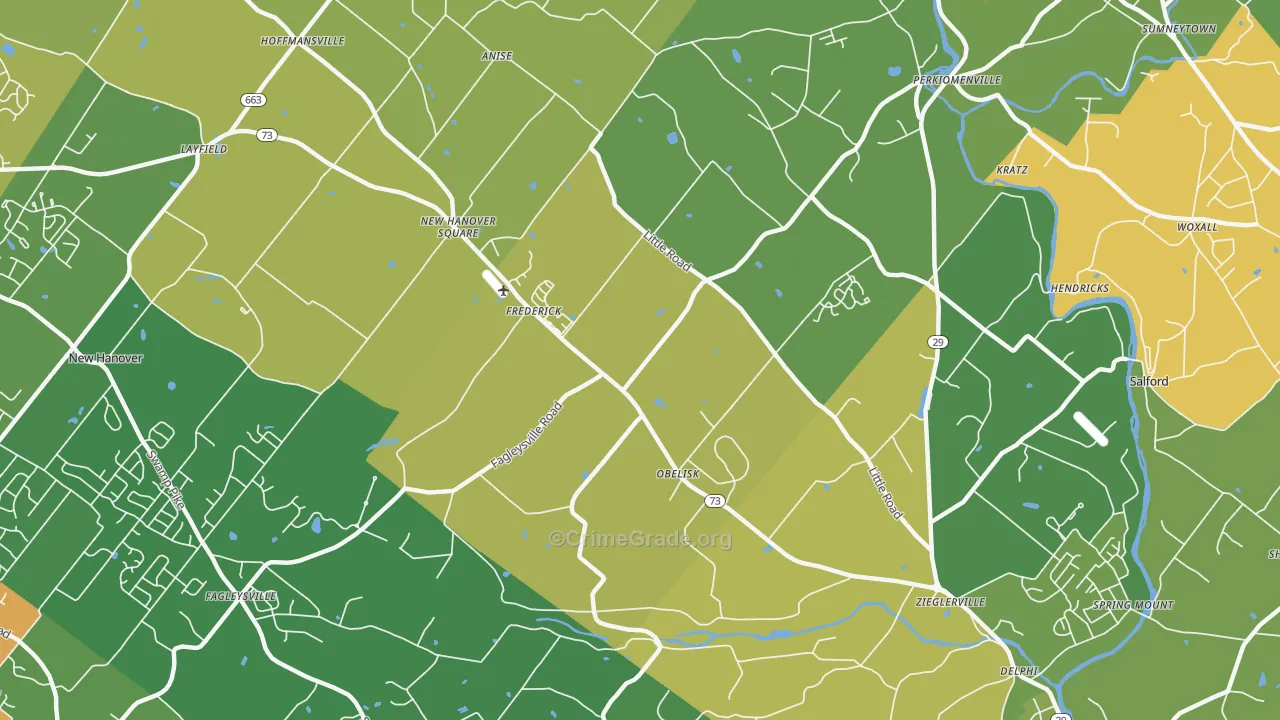 Zieglerville, PA Map of Theft Rates