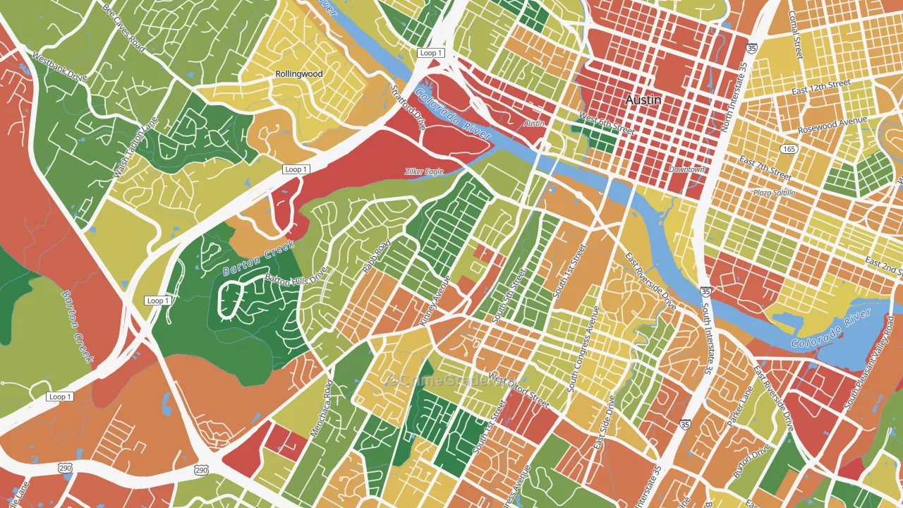 Zilker, Austin, TX Map of Theft Rates