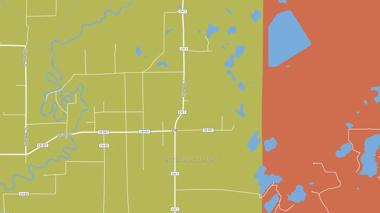 Zim, MN Map of Theft Rates