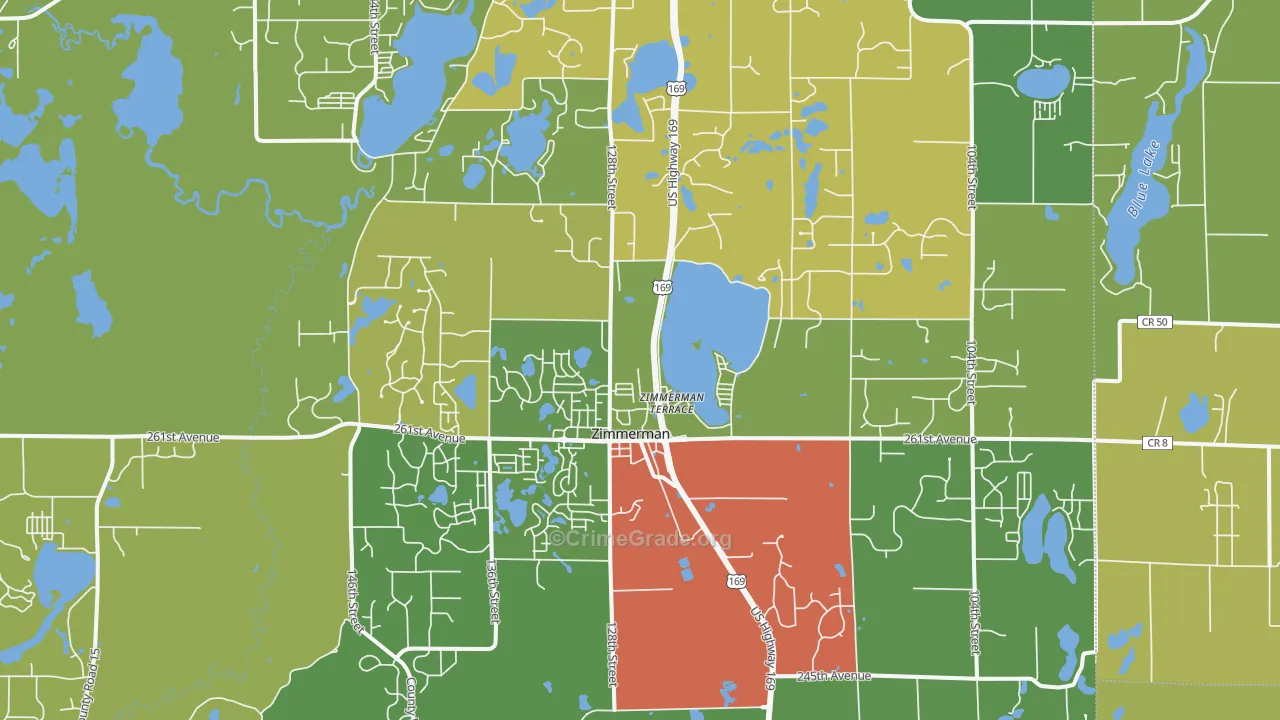 Zimmerman, MN Map of Theft Rates