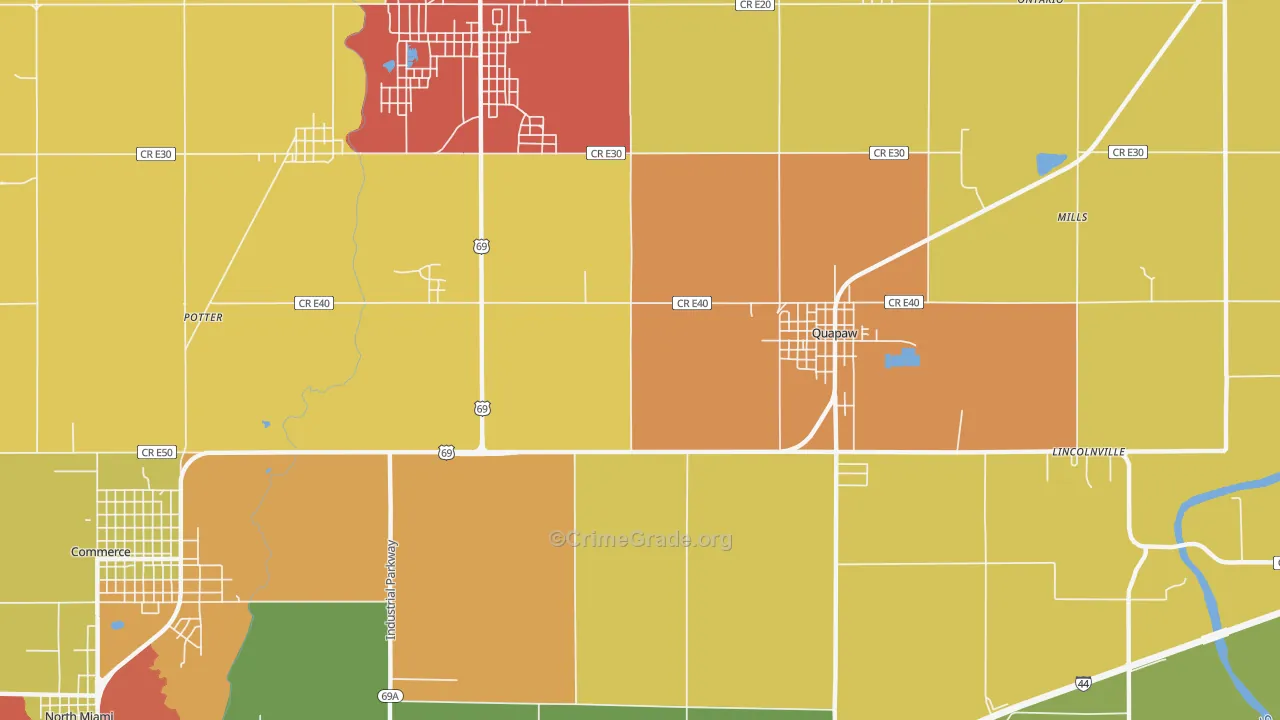 Zincville, OK Map of Theft Rates