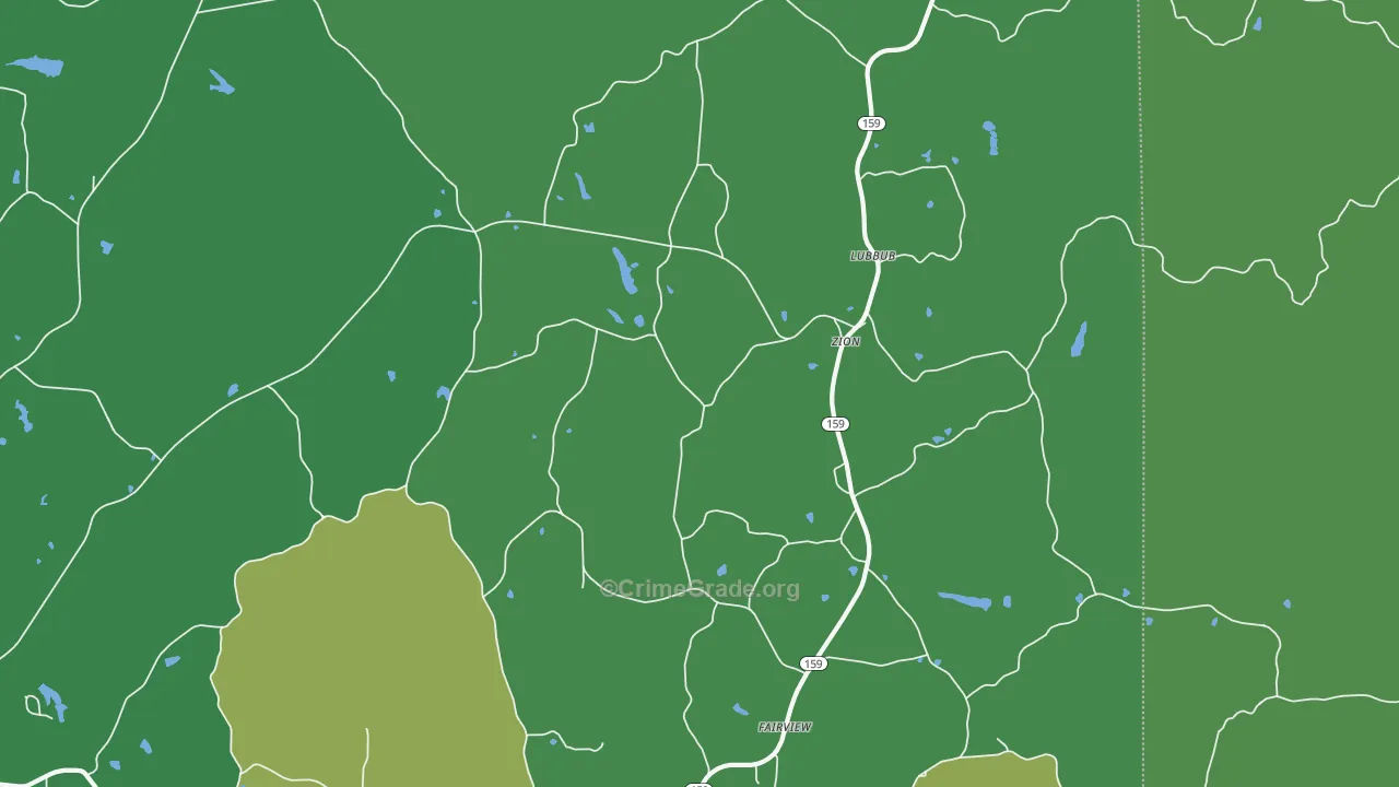 Zion, AL Map of Theft Rates