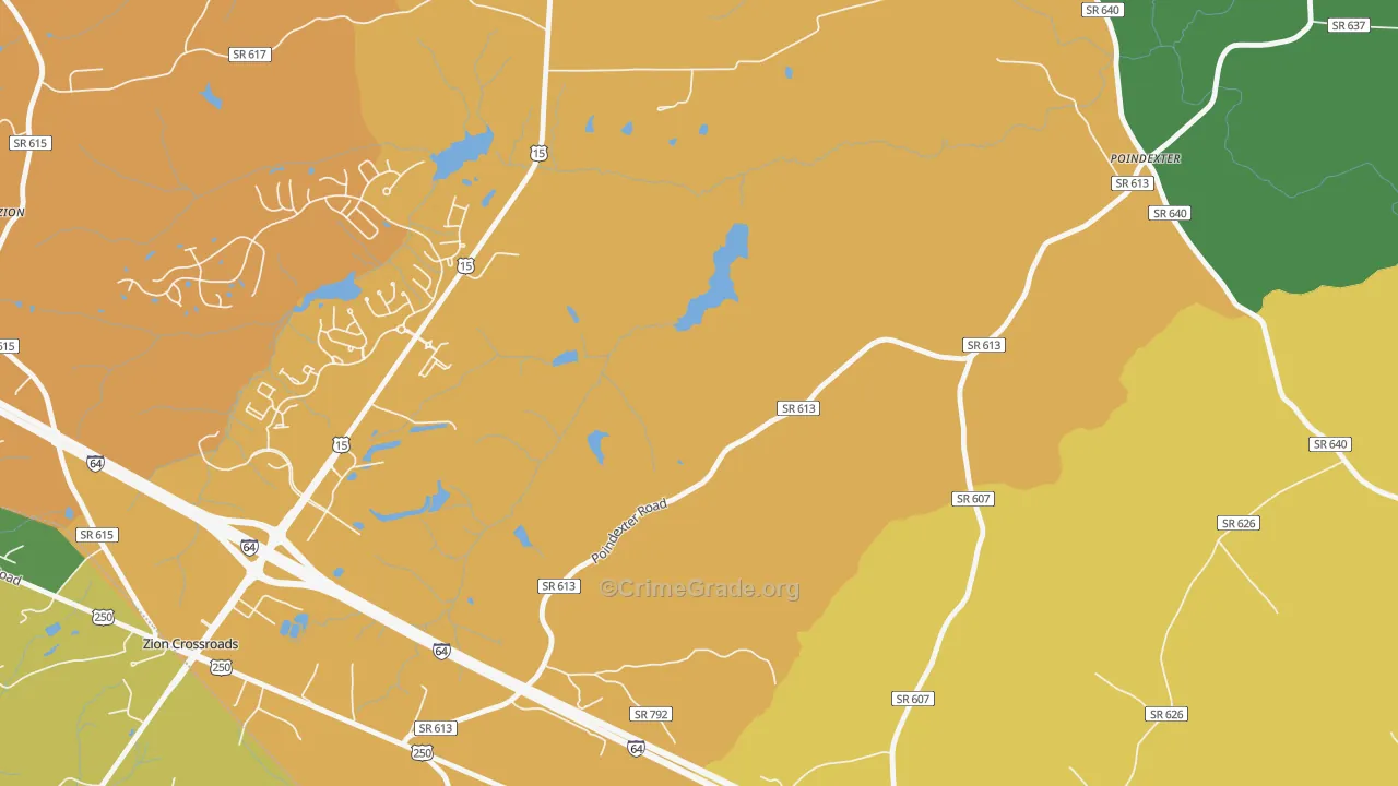 Zion Crossroads, VA Map of Theft Rates