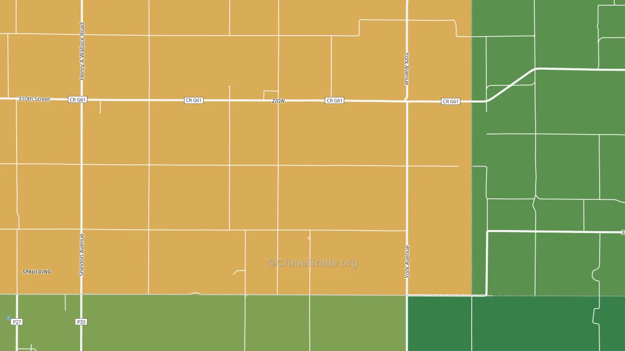 Zion, IA Map of Theft Rates