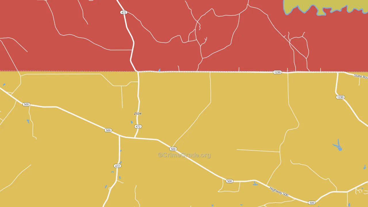 Zion, LA Map of Theft Rates