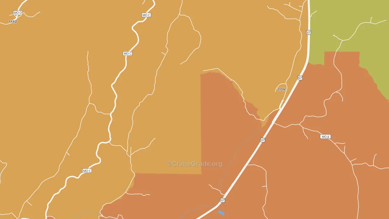 Zion, MO Map of Theft Rates