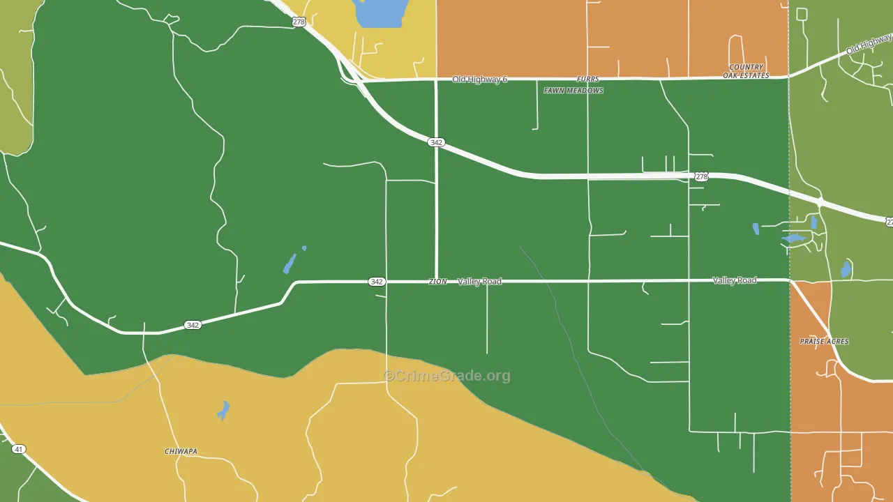 Zion, MS Map of Theft Rates