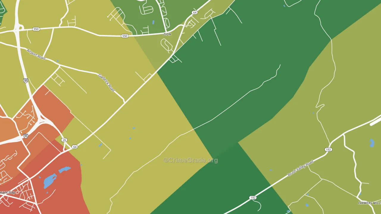Zion, PA Map of Theft Rates