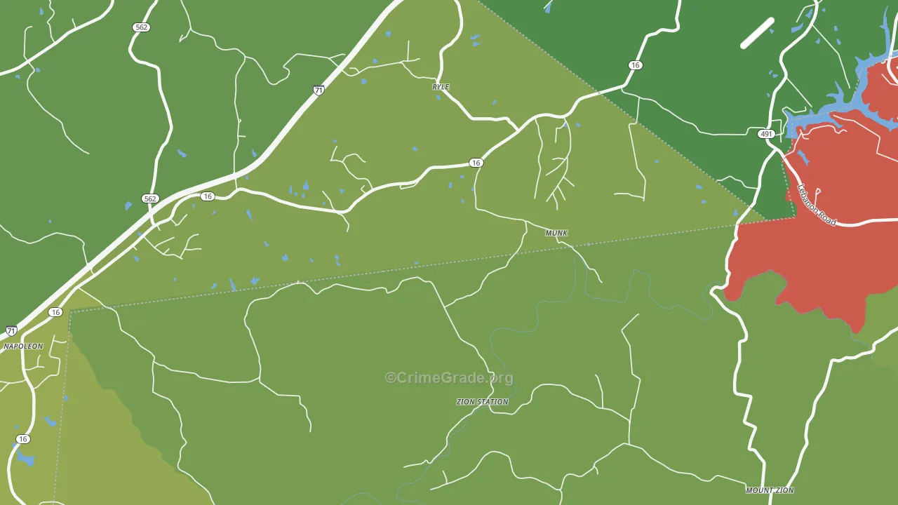 Zion Station, KY Map of Theft Rates