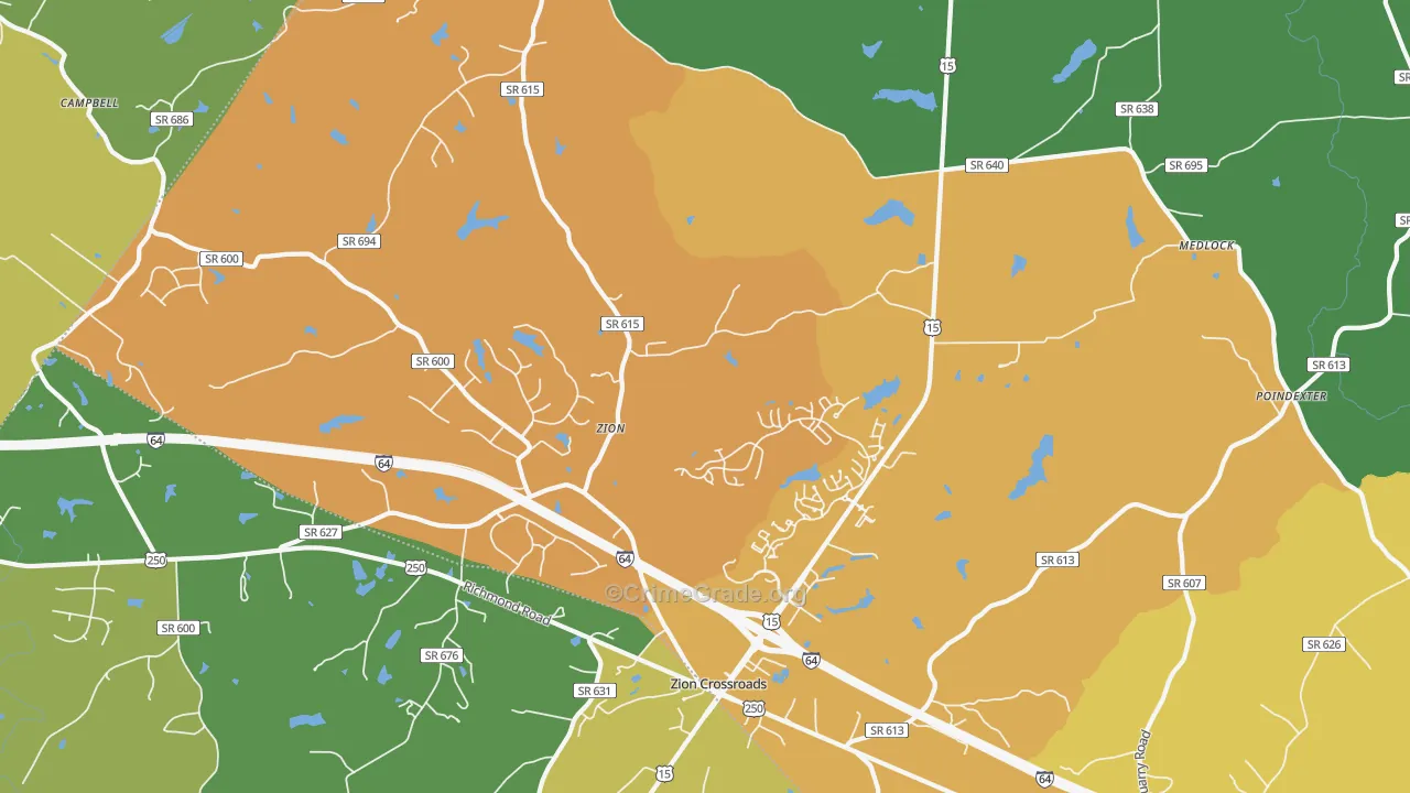 Zion, VA Map of Theft Rates