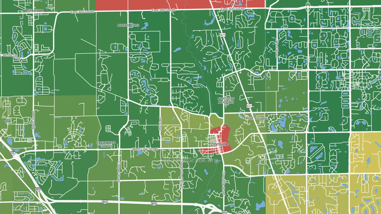 Zionsville, IN Map of Theft Rates