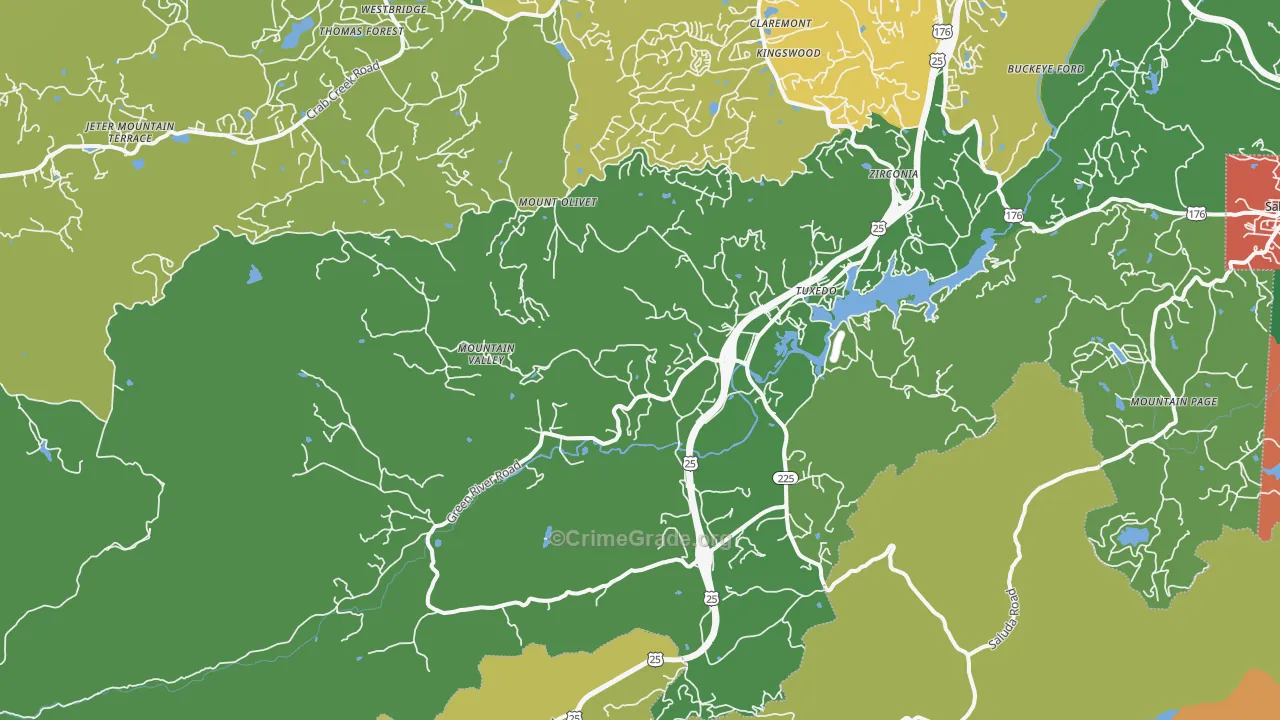 Zirconia, NC Map of Theft Rates