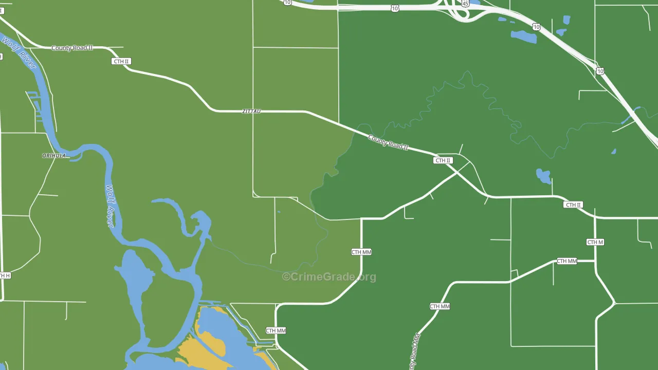 Zittau, WI Map of Theft Rates