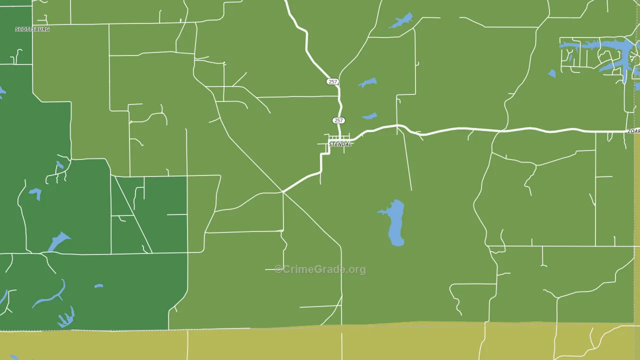 Zoar, IN Map of Theft Rates
