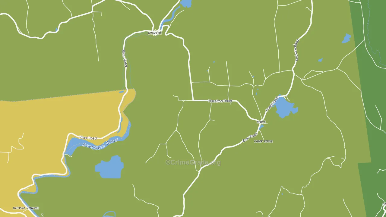 Zoar, MA Map of Theft Rates