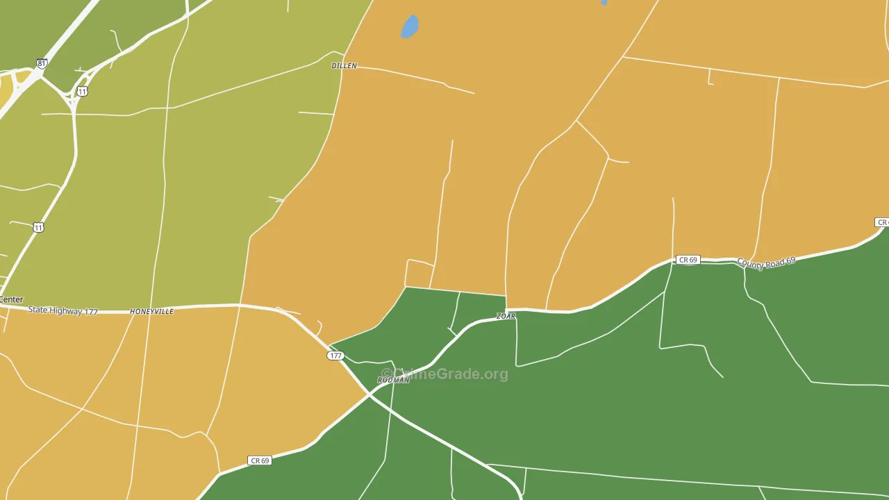 Zoar, NY Map of Theft Rates