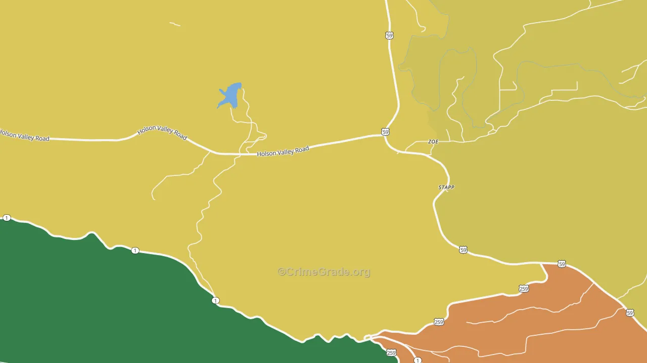 Zoe, OK Map of Theft Rates
