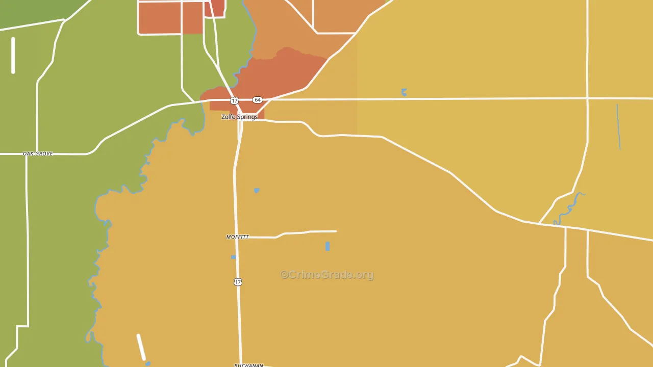 Zolfo Springs, FL Map of Theft Rates