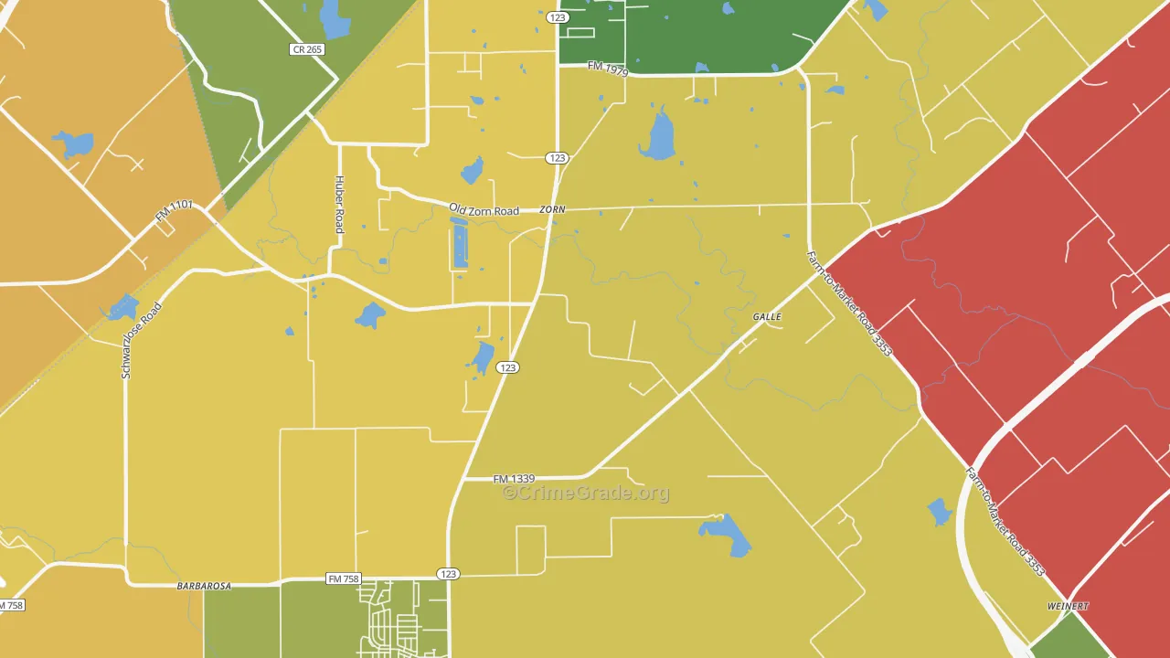 Zorn, TX Map of Theft Rates