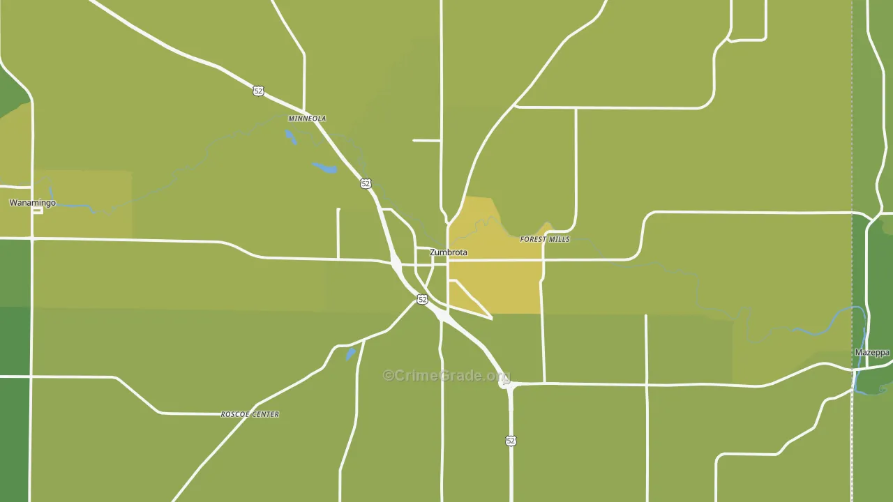 Zumbrota, MN Map of Theft Rates