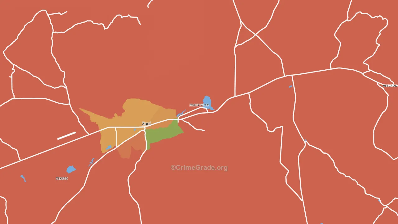 Zuni, NM Map of Theft Rates