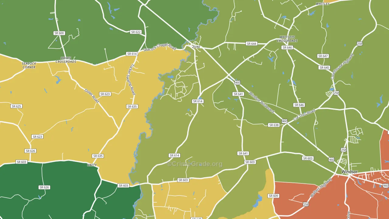 Zuni, VA Map of Theft Rates