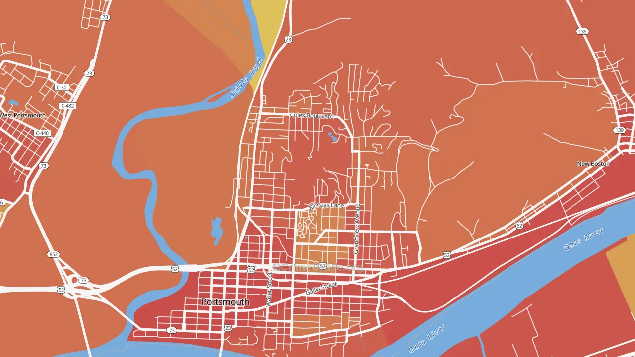 3rd Ward, Portsmouth, OH Map of Vandalism Rates