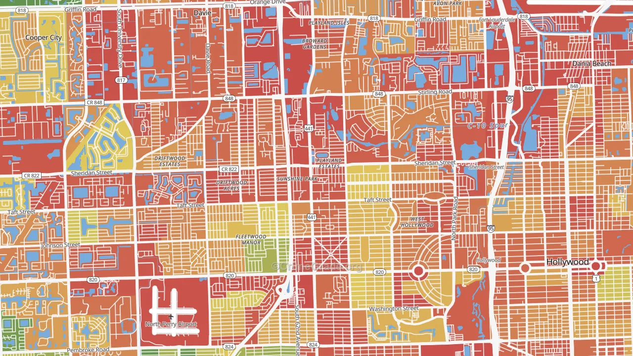 441 Corridor, Hollywood, FL Map of Vandalism Rates