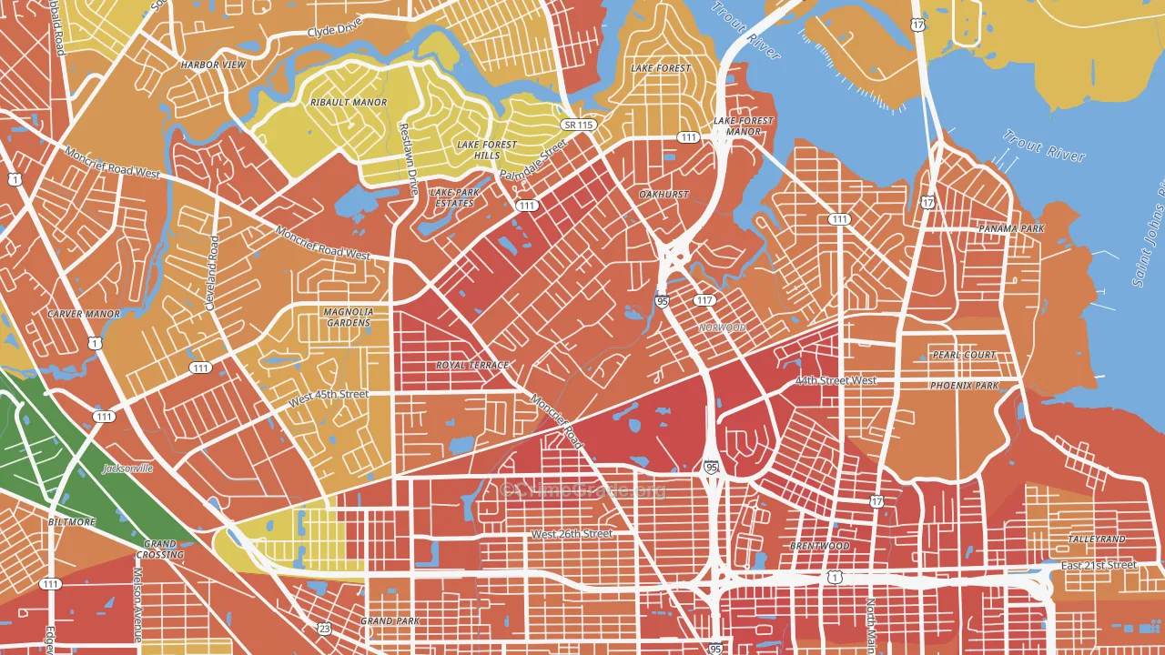 45th and Moncrief, Jacksonville, FL Map of Vandalism Rates