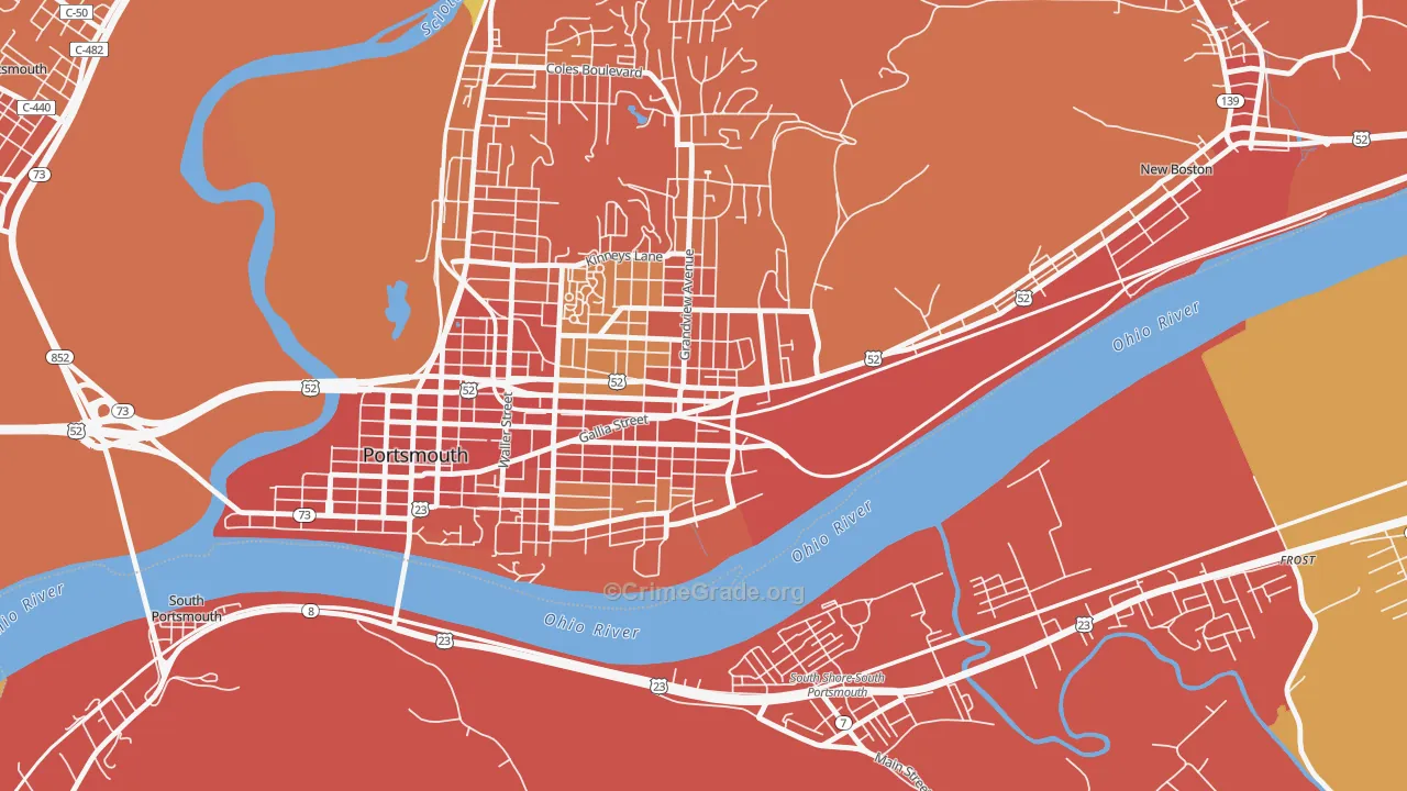 4th Ward, Portsmouth, OH Map of Vandalism Rates