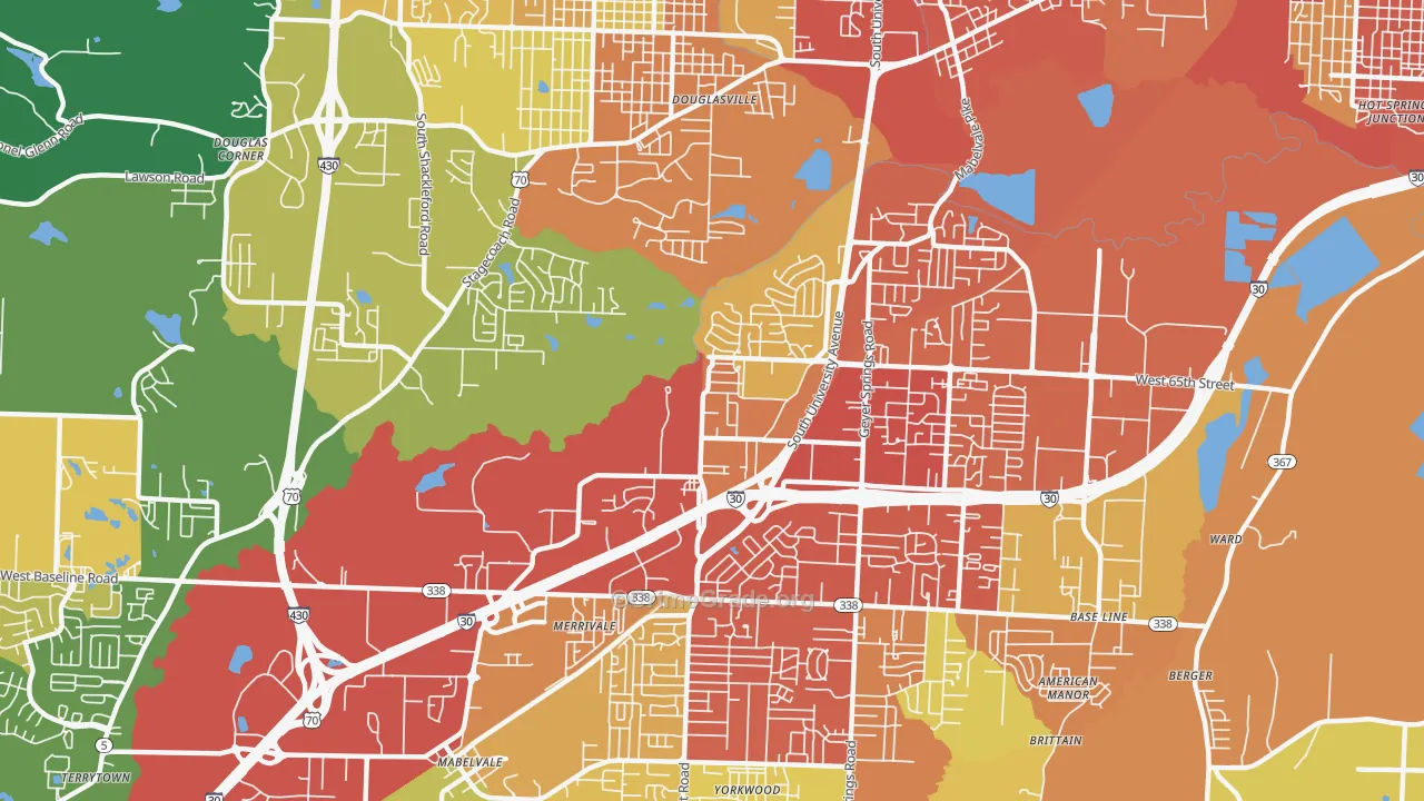 65th Street West, Little Rock, AR Map of Vandalism Rates