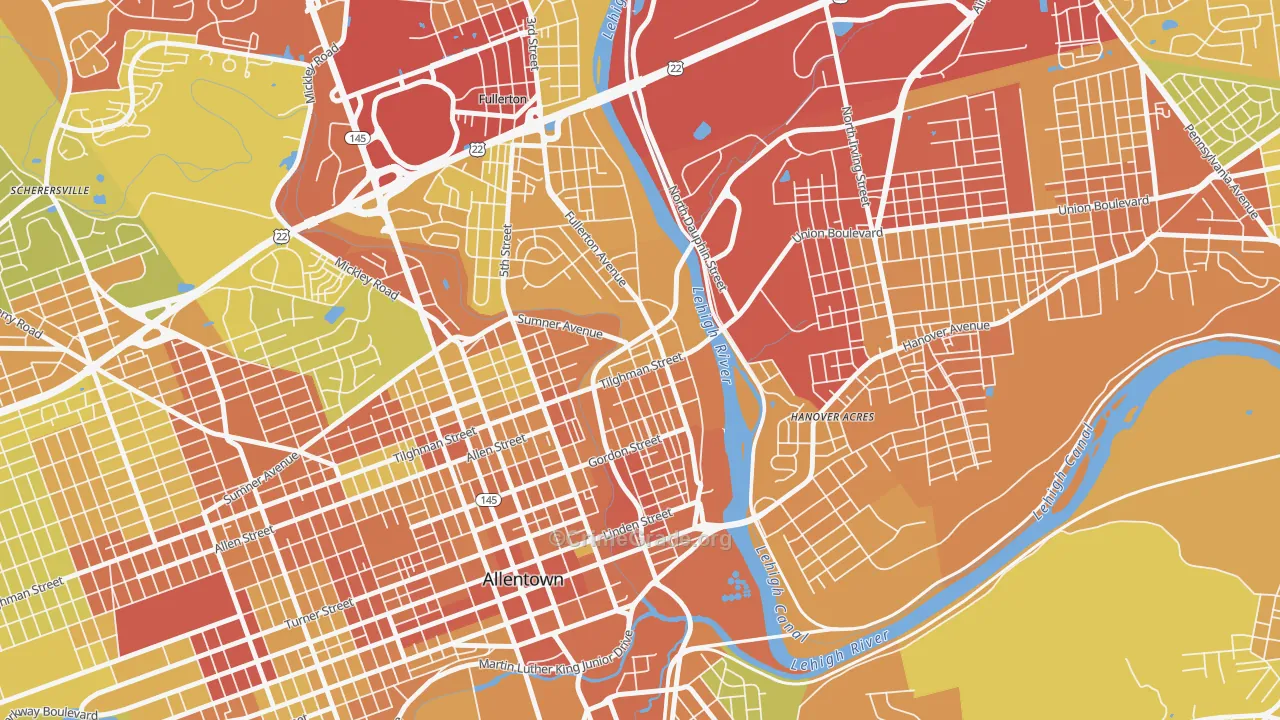 6th Ward, Allentown, PA Map of Vandalism Rates
