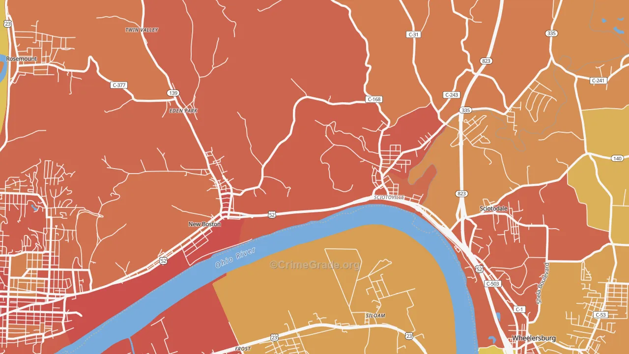 6th Ward, Portsmouth, OH Map of Vandalism Rates