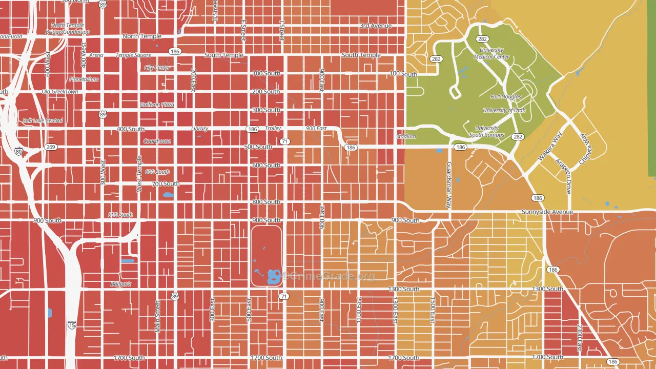 9th and 9th, Salt Lake City, UT Map of Vandalism Rates