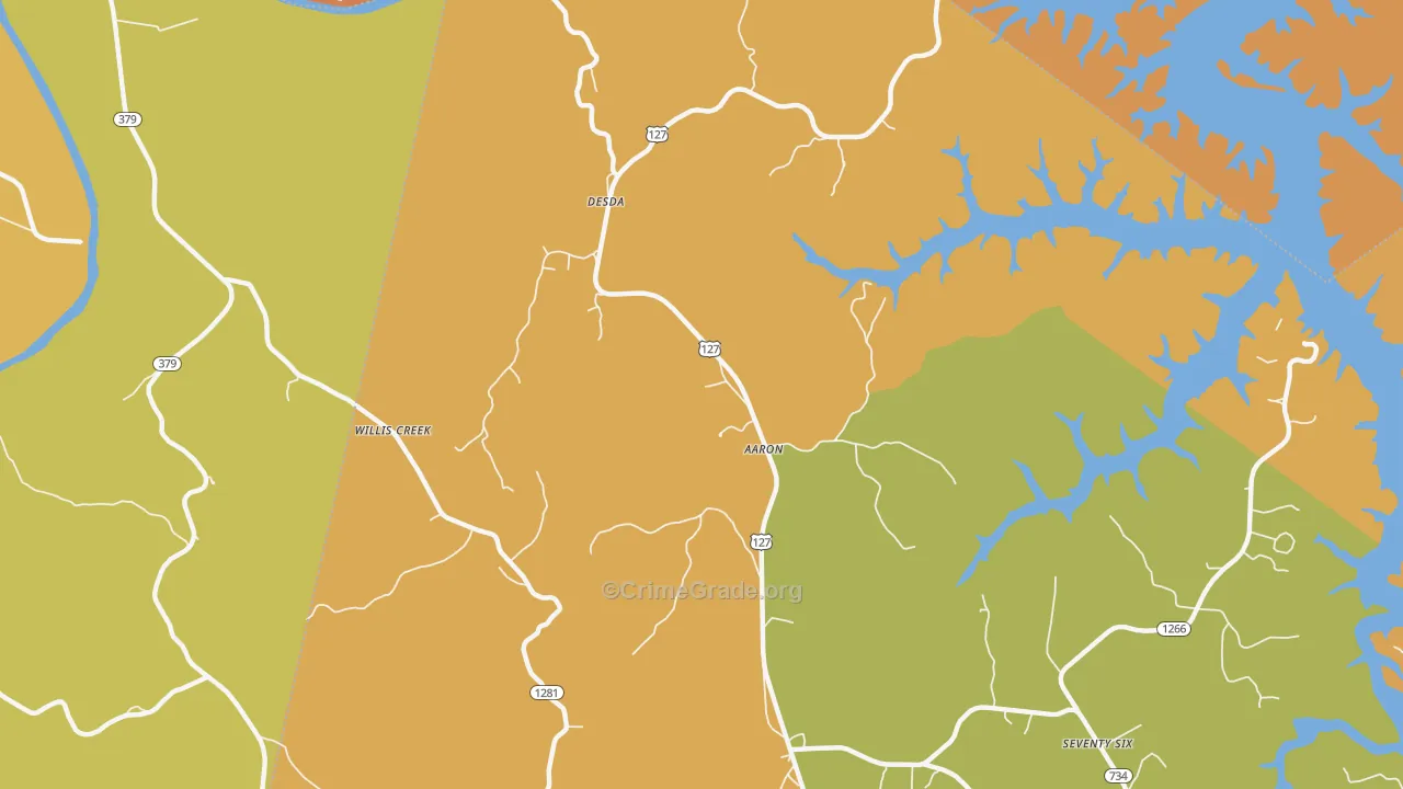 Aaron, KY Map of Vandalism Rates
