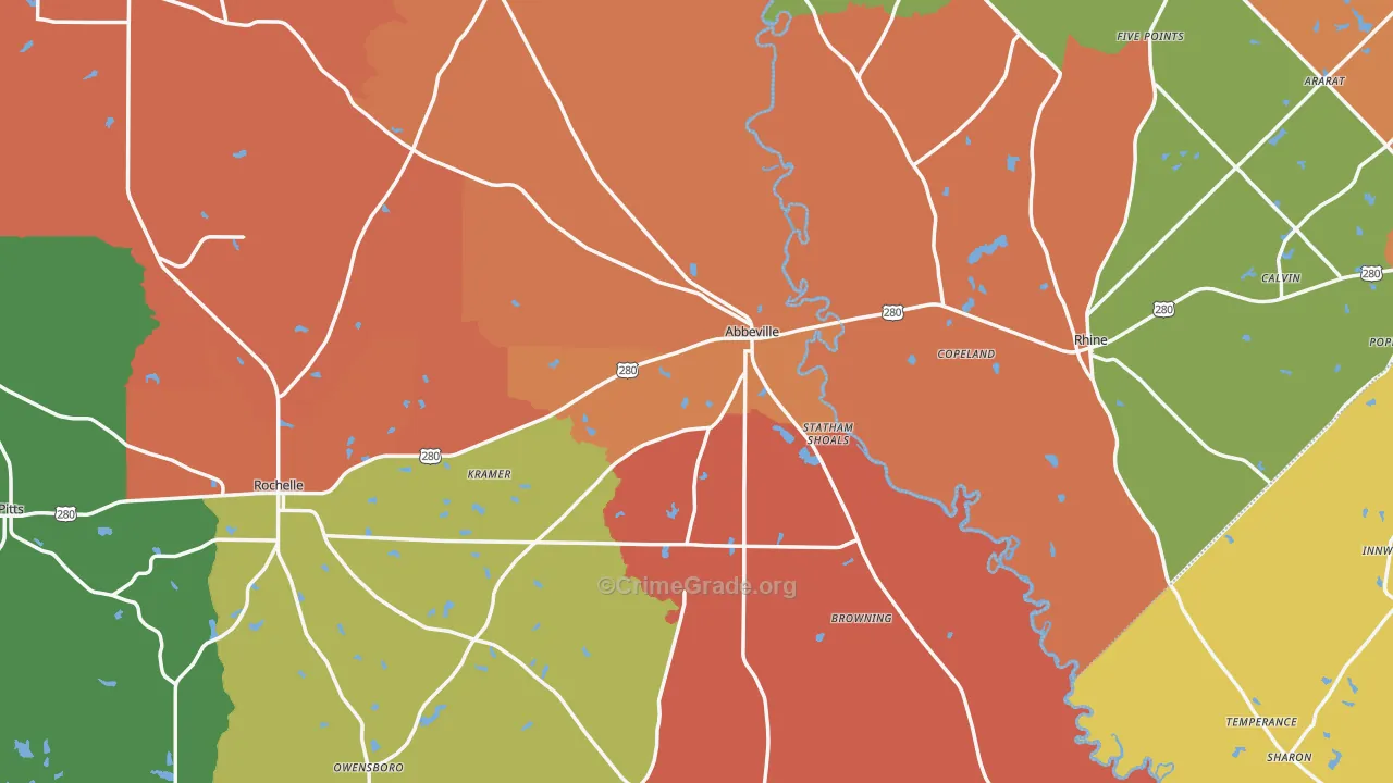 Abbeville, GA Map of Vandalism Rates