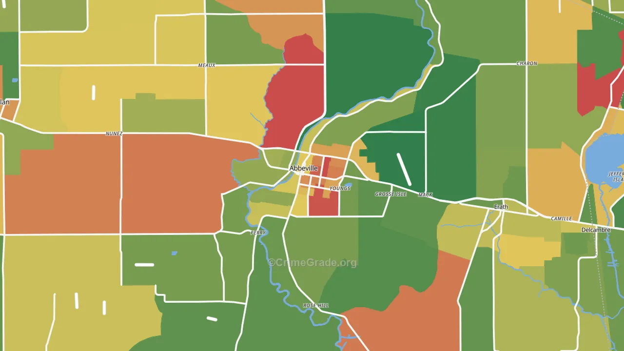 Abbeville, LA Map of Vandalism Rates