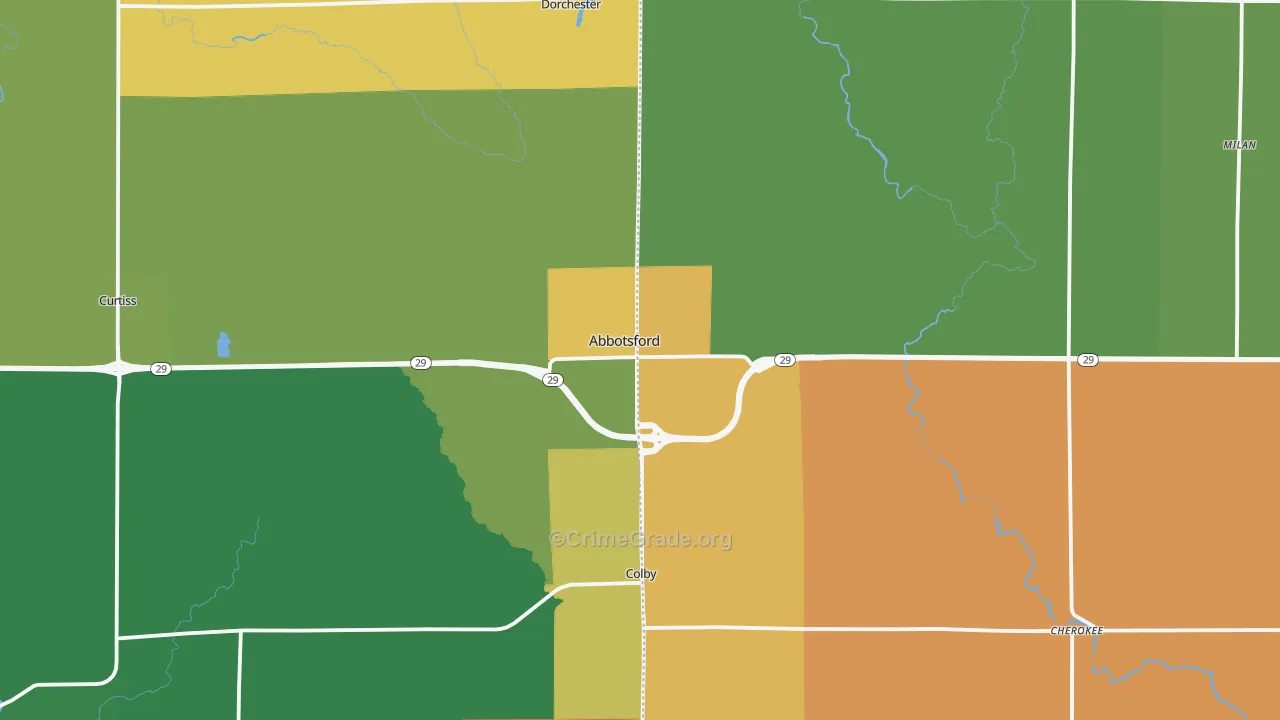 Abbotsford, WI Map of Vandalism Rates