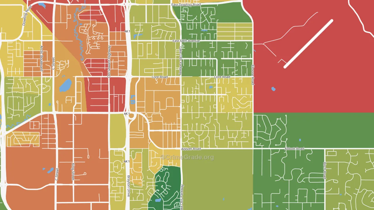 Abbott Loop, Anchorage, AK Map of Vandalism Rates