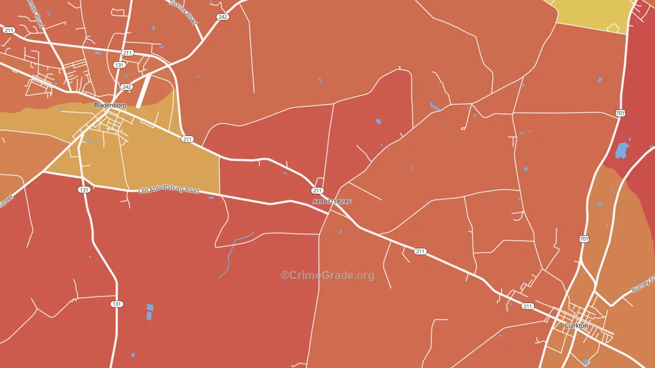Abbottsburg, NC Map of Vandalism Rates